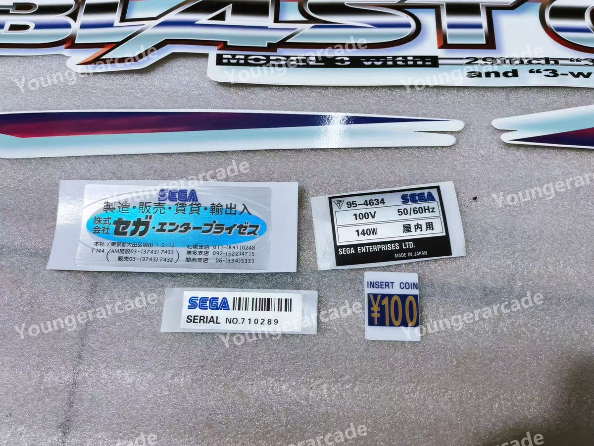 REPRO Sega Blast City Cabinet Stickers Side Artset Arcade Game Machine Part