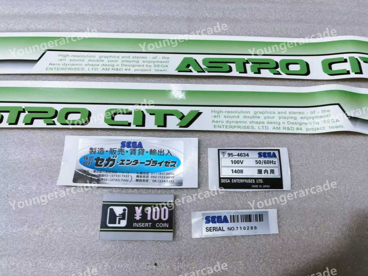 REPRO Sega Astro City Cabinet Stickers Side Artset Arcade Game Machine Part